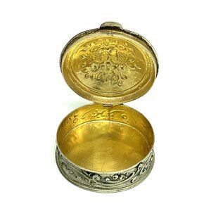 Dutch Box Antique Silver 800 Trinket Pillbox Snuff Engraved Floral Design 1.9''